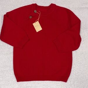 Pureborn cotton Cozy Red Kids Sweater with Button Accents unisex nwt size 4t